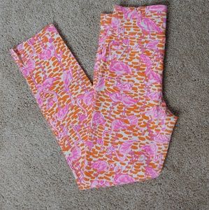 Gretchen Scott Designs Pink & Orange Flamingo Skinny Pants
